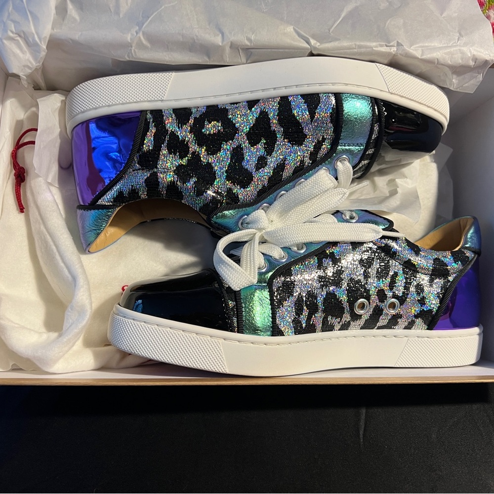 Christian Louboutin Vieira Orlato Sneaker - metallic, holographic leopard print